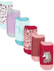 Paquete de 6 calcetines tobilleros con unicornio para niña
