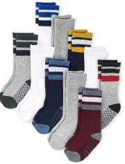 Paquete de 10 calcetines redondos a rayas para niños pequeños