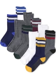 Boys Striped Crew Socks 10-Pack