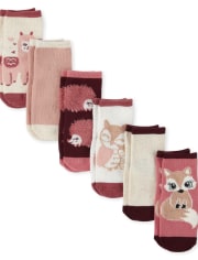 Toddler Girls Critter Midi Socks 6-Pack