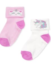 Toddler Girls Rainbow Turn Cuff Socks 6-Pack