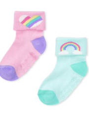 Paquete de 6 calcetines arcoíris para niñas pequeñas