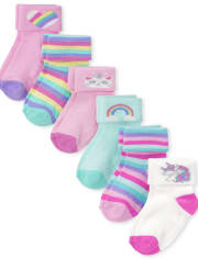 Toddler Girls Rainbow Turn Cuff Socks 6-Pack