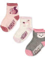 Toddler Girls Critter Days Of The Week Midi Socks 7-Pack