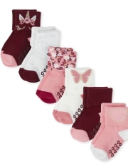 Toddler Girls Butterfly Turn Cuff Socks 6-Pack