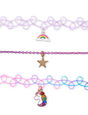 Girls Rainbow Choker Necklace 7-Pack