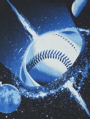Camiseta con gráfico de béisbol espacial para niños