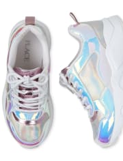 Girls Holographic Running Sneakers