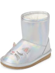 Toddler Girls Iridescent Cat Boots