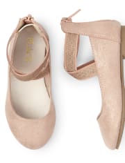 Toddler Girls Rose Gold Wrap Ballet Flats