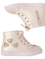 Toddler Girls Glitter Heart Hi Top Sneakers
