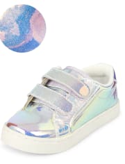 Zapatillas bajas con brillo holográfico para niñas pequeñas