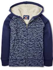 Boys Sherpa Fleece Zip Up Hoodie