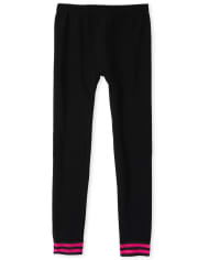 Leggings con forro polar a rayas para niñas