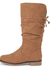 Girls Faux Suede Tall Slouch Boots