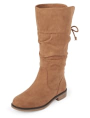 Girls Faux Suede Tall Slouch Boots