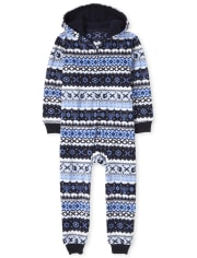 Kids Matching Family Hanukkah Fairisle Fleece One Piece Pajamas