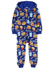 Boys Snacks Fleece One Piece Pajamas