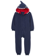 Pijama de una pieza con capucha de forro polar a juego de papá y yo para niños