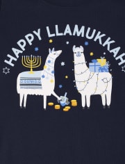 Unisex Kids Matching Family Hanukkah Llama Snug Fit Cotton Pajamas