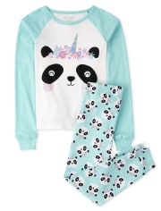 Pijama de algodón con ajuste ceñido Pandacorn para niñas