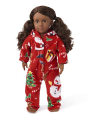 Doll Matching Family Christmas Crew Fleece One Piece Pajamas