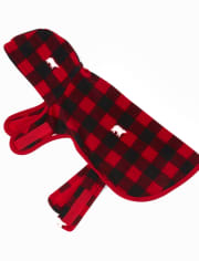 Pijama de lana a cuadros con diseño de búfalo y oso de la familia a juego para perros