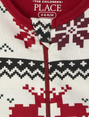 Baby And Toddler Matching Family Reindeer Fairisle Snug Fit Cotton One Piece Pajamas
