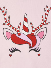 Pijamas a juego de algodón ajustados con unicornio navideño de mamá y yo para bebés y niñas pequeñas