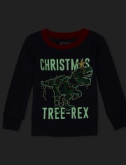 Pyjama en coton ajusté Papa et moi pour bébés et tout-petits garçons Glow Christmas Tree-Rex