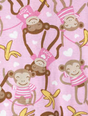 Baby And Toddler Girls Monkey Snug Fit Cotton One Piece Pajamas