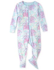 Baby And Toddler Girls Castle Snug Fit Cotton One Piece Pajamas