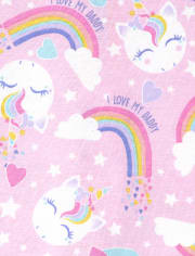 Pijama de una pieza de algodón con ajuste ceñido de unicornio arcoíris para niñas pequeñas y bebés