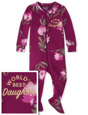 Baby And Toddler Girls Best Daughter Snug Fit Cotton One Piece Pajamas