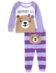 Baby And Toddler Girls Bear Snug Fit Cotton Pajamas