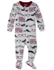 Baby And Toddler Boys Mustache Snug Fit Cotton One Piece Pajamas