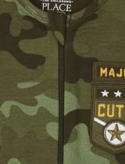 Pijamas de una pieza de algodón ajustados con estampado de camuflaje para bebés y niños pequeños