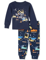 Pijamas de algodón ajustados con cuello redondo nocturno para bebés y niños pequeños
