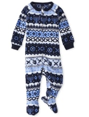 Unisex Baby And Toddler Matching Family Hanukkah Fairisle Fleece One Piece Pajamas