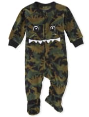Baby And Toddler Boys Matching Family Dino Fleece One Piece Pajamas