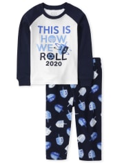 Unisex Baby And Toddler Matching Family Hanukkah Festival Snug Fit Cotton And Fleece Pajamas