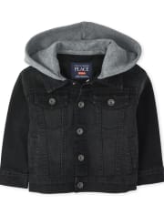 Toddler Boys Stretch Hooded Denim Jacket