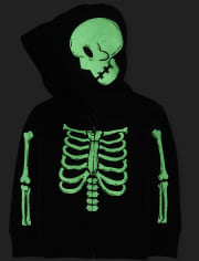 Unisex Baby And Toddler Matching Family Halloween Glow Skeleton Sherpa Zip Up Hoodie