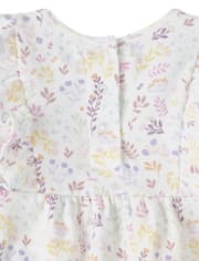 Baby Girls Floral Swan Cotton Coverall
