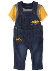 Ensemble de tenue de salopette en jean de construction pour bébé garçon