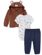 Conjunto de ropa de juego de 3 piezas de oso para bebé niño