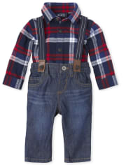 Baby Boys Plaid Flannel Outfit Set