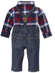 Baby Boys Plaid Flannel Outfit Set
