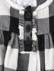 Baby girl black and white plaid dress Outlet
