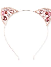 Girls Jeweled Cat Ears Metal Headband